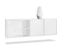 Vladon Buffet Armoire Cuba, Corps en Blanc mat - Façades en Blanc haute brillance