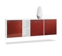 Vladon Buffet Armoire Cuba, Corps en Blanc mat - Façades en Bordeaux haute brillance