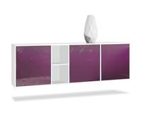 Vladon Buffet Armoire Cuba, Corps en Blanc mat - Façades en Mûre haute brillance