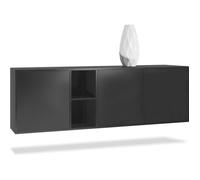 Vladon Buffet Armoire Cuba, Corps en Noir mat - Façades en Noir mat