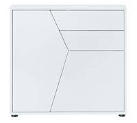 Vladon Buffet Benny, Commode avec 2 Portes et 2 tiroirs, Blanc Mat/Blanc Mat (79 x 74 x 36 cm)