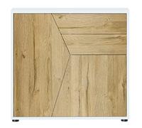 Vladon Buffet Benny, Commode avec 2 Portes et 2 tiroirs, Blanc Mat/Chêne Nature (79 x 74 x 36 cm)