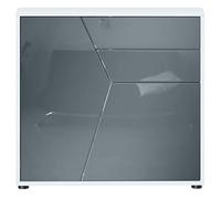 Vladon Buffet Benny, Commode avec 2 Portes et 2 tiroirs, Blanc Mat/Gris Haute Brillance (79 x 74 x 36 cm)