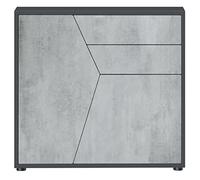 Vladon Buffet Benny, Commode avec 2 Portes et 2 tiroirs, Noir Mat/Aspect Béton Oxyde (79 x 74 x 36 cm)
