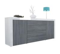 Vladon Buffet commode La Paz en Blanc haute brillance - Avola-Anthracite - Blanc haute brillance