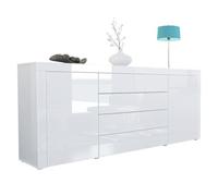 Vladon Buffet commode La Paz en Blanc haute brillance - Blanc haute brillance - Blanc haute brillance