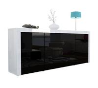 Vladon Buffet commode La Paz en Blanc haute brillance - Noir haute brillance - Blanc haute brillance
