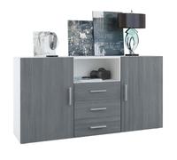 Vladon Buffet Commode Skadu en Blanc mat - Avola-Anthracite