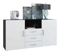 Vladon Buffet Commode Skadu en Noir mat - Blanc mat