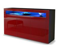 Vladon Buffet Commode Valencia en Noir mat - Bordeaux haute brillance - Bordeaux haute brillance