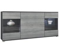 Vladon Buffet Dressoir Bari V2, Corps en Noir Mat/Façades en avola-Anthracite (166 x 72 x 35)