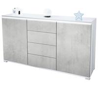 Vladon Buffet Dressoir Faro, Corps en Blanc Mat/Façades en Aspect béton oxyde (139 x 72 x 35)