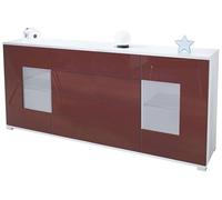 Vladon Buffet Dressoir Grömitz V2, Corps en Blanc Mat/Façades en Bordeaux Haute Brillance (166 x 72 x 35)