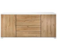 Vladon Buffet Faro V2, Commode avec 2 Portes et 4 tiroirs, Blanc Mat/chêne Nature (166 x 72 x 35 cm)