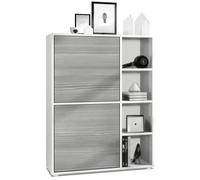 Vladon Buffet haut Cuba avec 8 compartiments, caisson en blanc mat - Façades en Avola-anthracite
