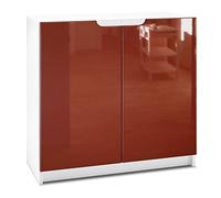 Vladon Buffet Logan, Commode avec 2 Portes, Blanc Mat/Bordeaux Haute Brillance (82 x 78 x 37 cm)
