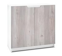 Vladon Buffet Logan, Commode avec 2 Portes, Blanc Mat/chêne Nordique (82 x 78 x 37 cm)