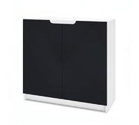 Vladon Buffet Logan, Commode avec 2 Portes, Blanc Mat/Noir Mat (82 x 78 x 37 cm)