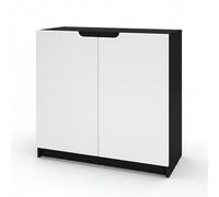 Vladon Buffet Logan, Commode avec 2 Portes, Noir Mat/Blanc Mat (82 x 78 x 37 cm)