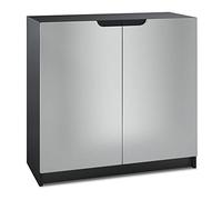 Vladon Buffet Logan, Commode avec 2 Portes, Noir Mat/Gris Clair satiné Mat (82 x 78 x 37 cm)