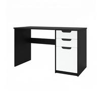 Vladon Bureau Logan, Petit Bureau avec 2 tiroirs et d’Une Porte, Noir Mat/Blanc Mat (129 x 76 x 60 cm)
