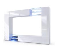 Vladon Combinaison murale Mirage, Corps en Blanc mat - Façades en Blanc haute brillance avec l'éclairage LED