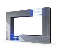 Vladon Combinaison murale Mirage, Corps en Noir mat - Façades en Avola-Anthracite avec l'éclairage LED