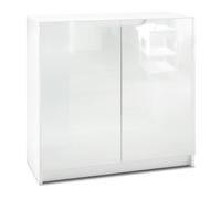 Vladon Commode Armoire de bureau Rangement Logan- Corps en Blanc mat - Façades en Blanc haute brillance