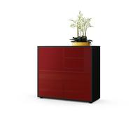 Vladon Commode Buffet Ben, Corps en Noir mat - Façades en Bordeaux haute brillance