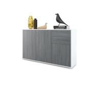 Vladon Commode Buffet Ben V3, Corps en Blanc mat - Façades en Avola-Anthracite