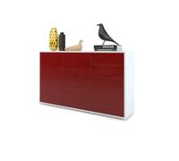 Vladon Commode Buffet Ben V3, Corps en Blanc mat - Façades en Bordeaux haute brillance