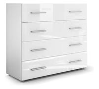 Vladon Commode buffet Pavos, Corps en Blanc mat - Façades en Blanc haute brillance