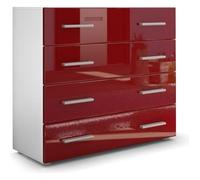 Vladon Commode buffet Pavos en Blanc mat - Bordeaux haute brillance