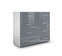 Vladon Commode buffet Pavos en Blanc mat - Gris haute brillance