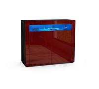 Vladon Commode buffet Valencia en Noir mat - Bordeaux haute brillance - Bordeaux haute brillance