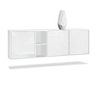 Vladon Commode Cuba - Blanc Mat/Blanc Haute Brillance - Buffet Moderne pour Votre Salon - (LxHxP) 182x53x35 cm