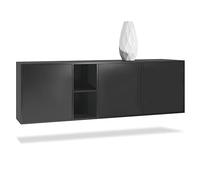 Vladon Commode Cuba - Noir Mat/Noir Mat - Buffet Moderne pour Votre Salon - (LxHxP) 182x53x35 cm