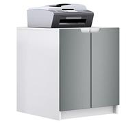 Vladon Commode d'imprimante Logan, Armoire à dossiers avec 2 Compartiments et 2 Portes, Corps Blanc Mat, façades Graphite satiné Mat, (51 x 60,5 x 54 cm)
