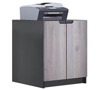Vladon Commode d'imprimante Logan, Armoire à dossiers avec 2 Compartiments et 2 Portes, Corps Noir Mat, façades chêne Nordique, (51 x 60,5 x 54 cm)