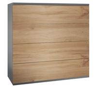 Vladon Commode Suspendue Pavos V3, Buffet avec 4 tiroirs Anthracite Mat/Chêne Wotan (76 x 76 x 35 cm)