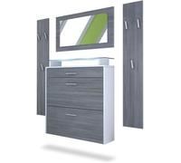 Vladon Ensemble de meubles d'entrée Malea en Blanc mat - Avola-Anthracite