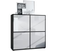 Vladon Highboard Cuba V2 104 x 105 5 x 35 5 cm Buffet haut à 8 compartiments en Noir mat et Blanc laqué haute brillance