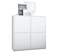 Vladon Highboard Cuba V2 Placard 104 x 105,5 x 35,5 cm Buffet à 8 Compartiments, Caisson en Blanc Mat/façades en Blanc Mat