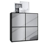 Vladon Highboard Cuba V2 Placard 104 x 105,5 x 35,5 cm Buffet à 8 Compartiments, Caisson en Noir Mat/façades en Gris Clair satiné Mat