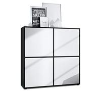 Vladon Highboard Cuba V2 Placard 104 x 105,5 x 35,5 cm Buffet à 8 Compartiments, Caisson en Noir Mat/façades en Blanc Mat