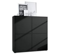 Vladon Highboard Cuba V2 Placard 104 x 105,5 x 35,5 cm Buffet à 8 Compartiments, Caisson en Noir Mat/façades en Noir Mat
