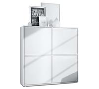 Vladon Highboard Cuba V2 Placard 104 x 105,5 x 35,5 cm Buffet haut à 8 compartiments, caisson en blanc mat - façades en Blanc mat