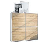 Vladon Highboard Cuba V2 Placard 104 x 105 5 x 35 5 cm Buffet haut à 8 compartiments caisson en blanc mat - façades en Chêne