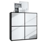 Vladon Highboard Cuba V2 Placard 104 x 105 5 x 35 5 cm Buffet haut à 8 compartiments caisson en noir mat - façades en Blanc mat