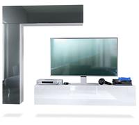 Vladon Meuble-paroi Taurito, Blanc Mat/Gris Haute Brillance - Meuble-paroi Moderne pour Votre Salon (320 x 182 x 39 cm)